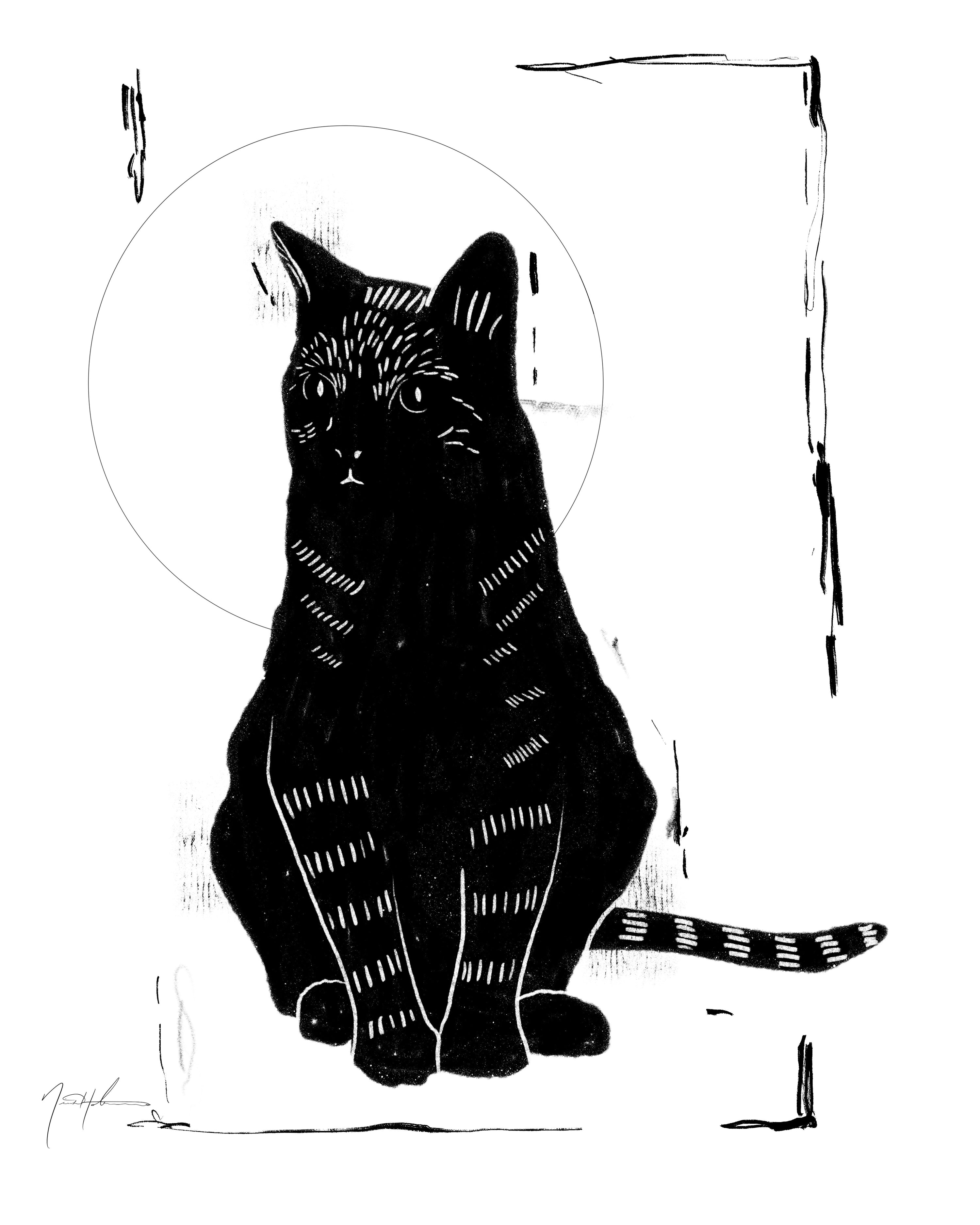 Sitting Black Cat